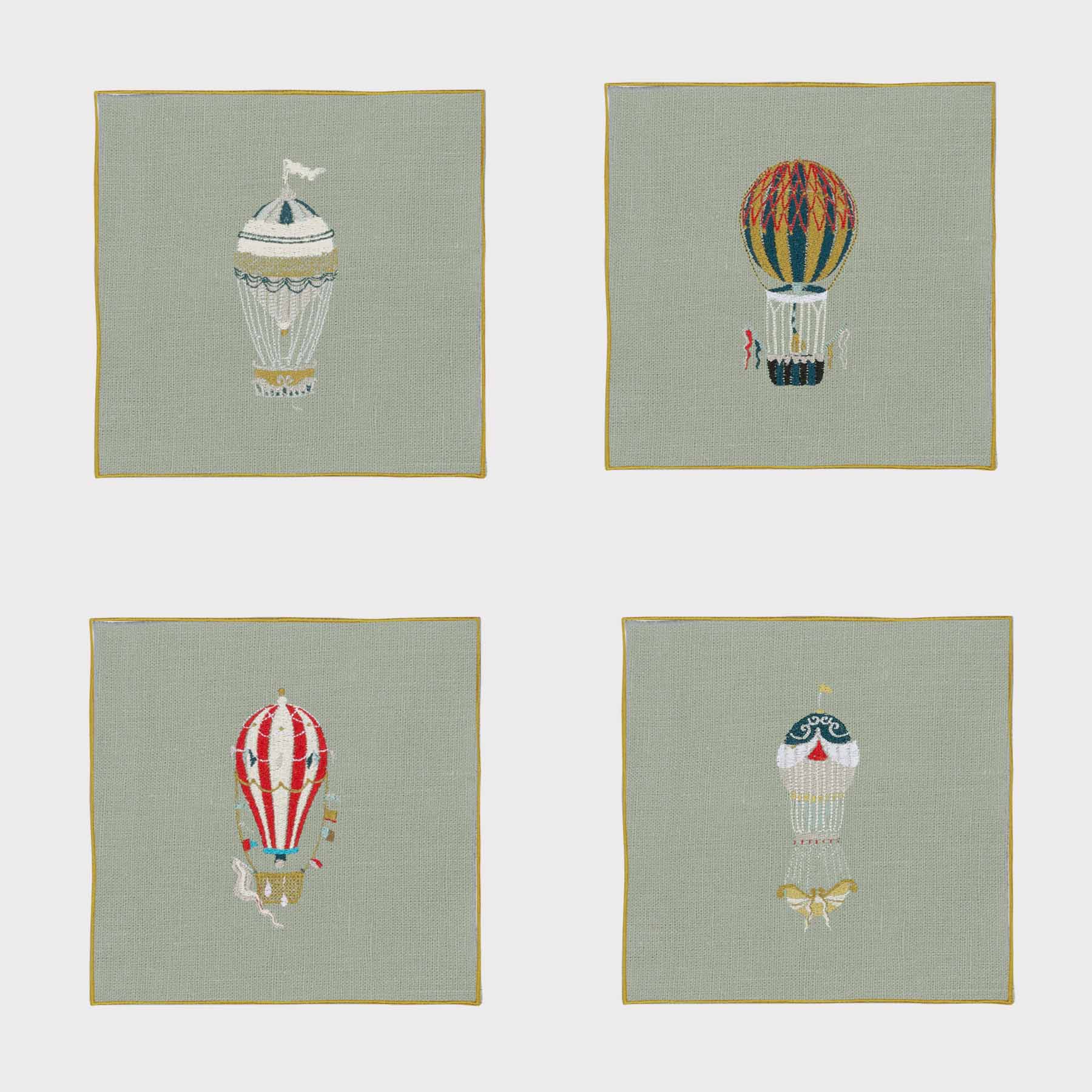 Hot Air Balloon Quadro Cocktail Napkin (Set of 4)