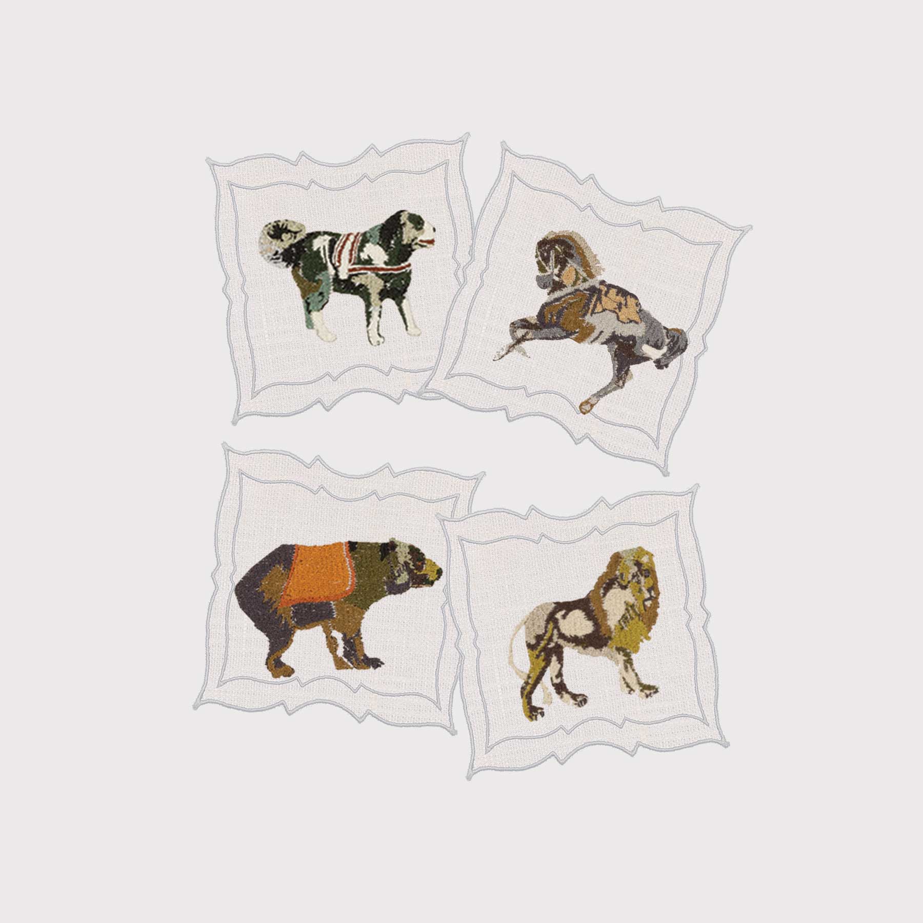 Sottobicchiere Parentesi Rectangular Folk Animals (set di 4)