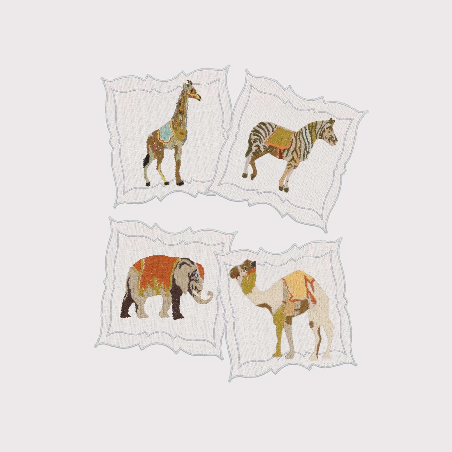 Sottobicchiere Parentesi Rectangular Folk Animals (set di 4)