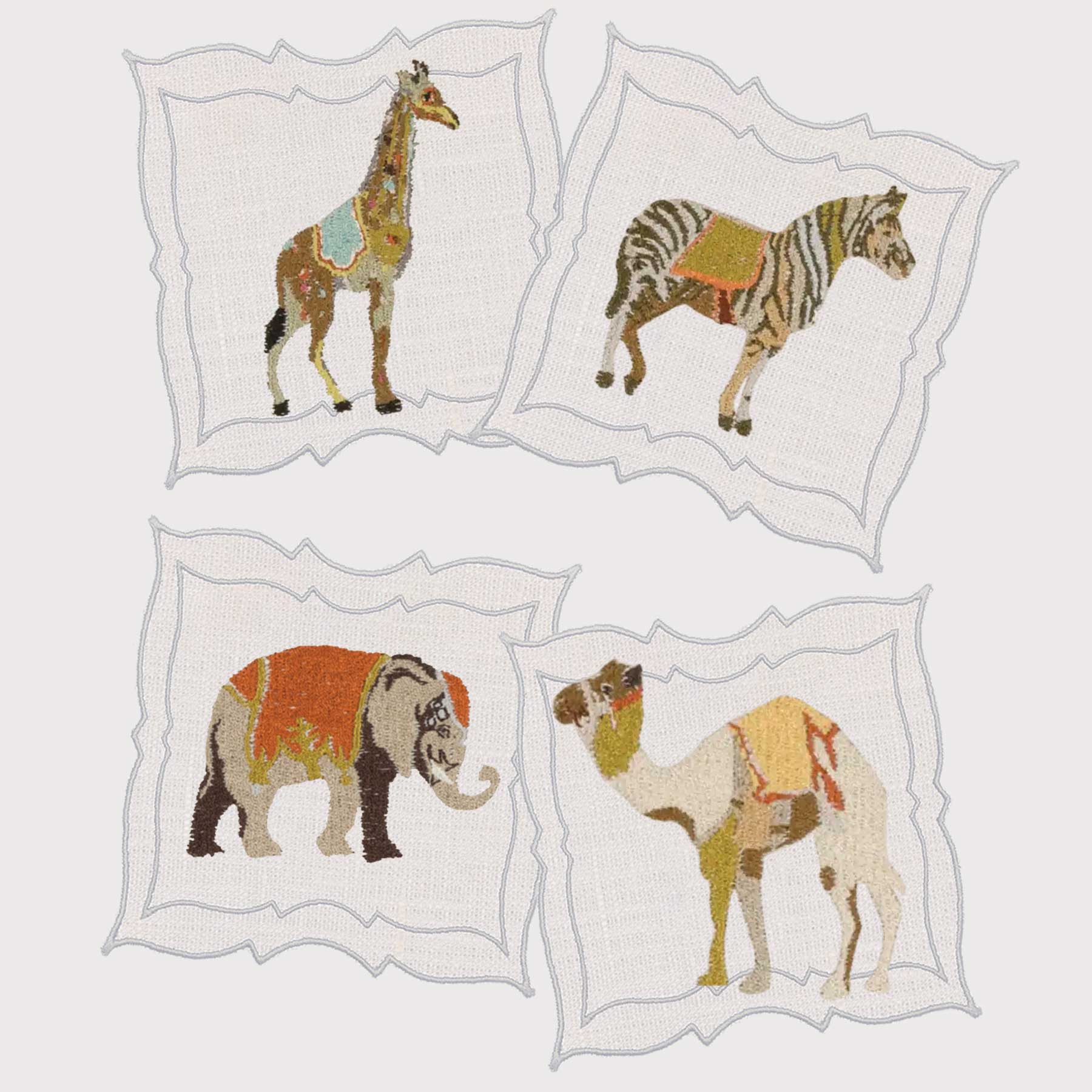 Tovagliolo da cocktail Parentesi Rectangular Folk Animals (set da 4)