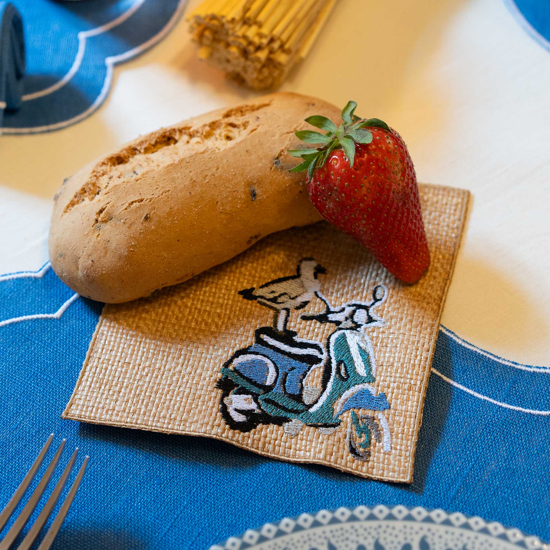 Vespa Rider Quadro Raffia Coasters (Set of 4)