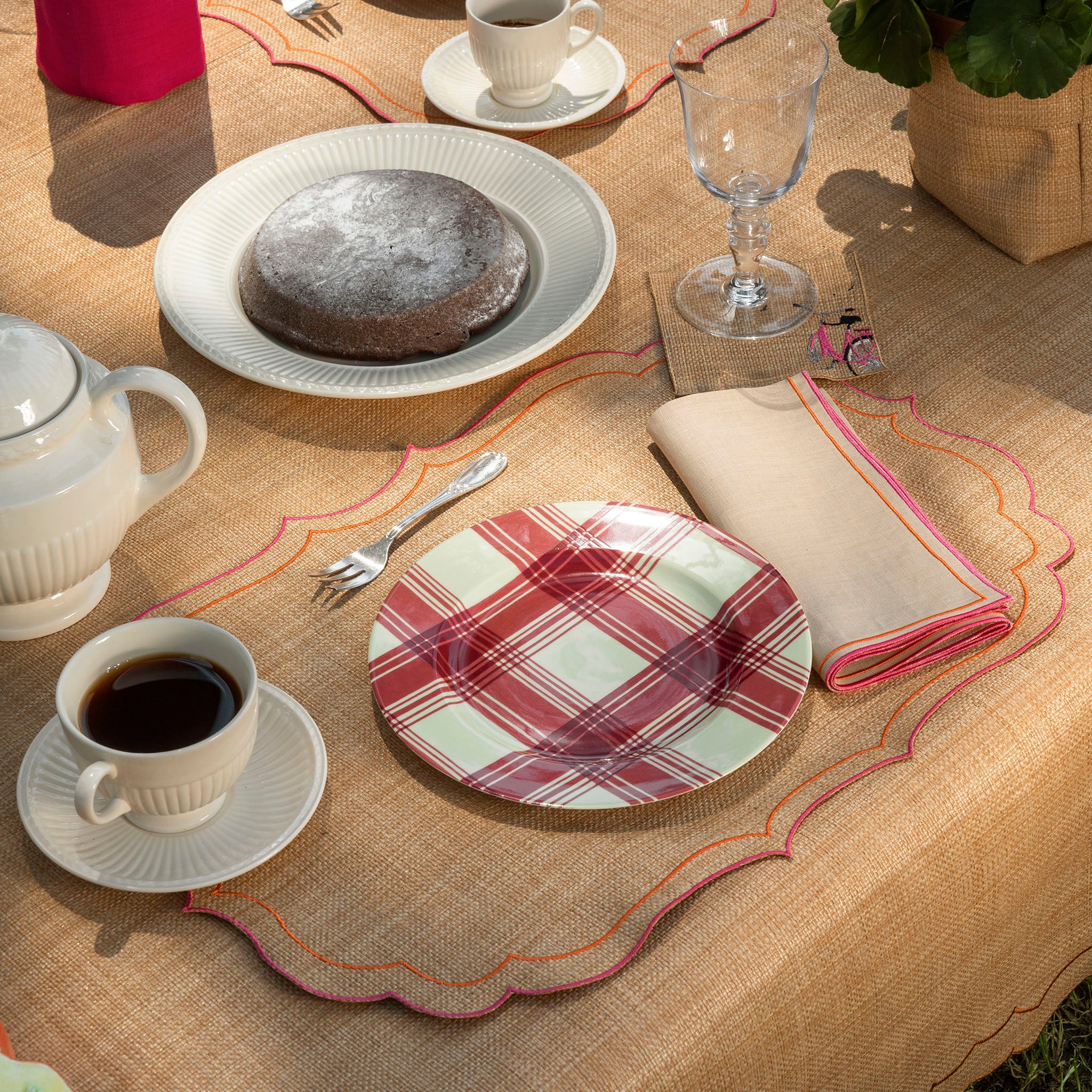 Italian Summer Quadro Raffia Coasters (Set of 3)