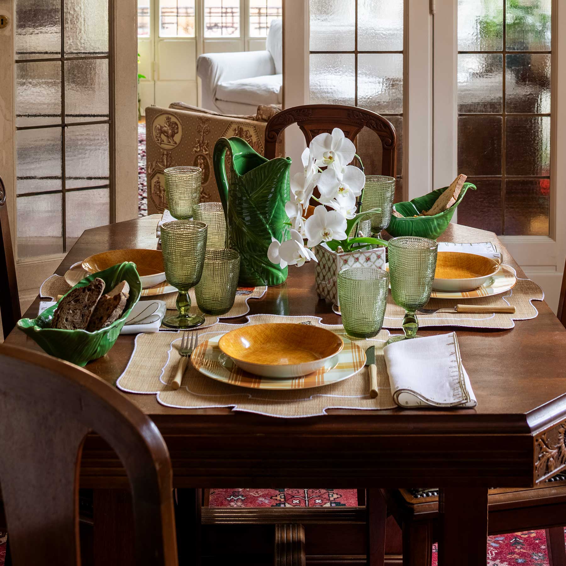 Folk Animals in Raffia Tablescape