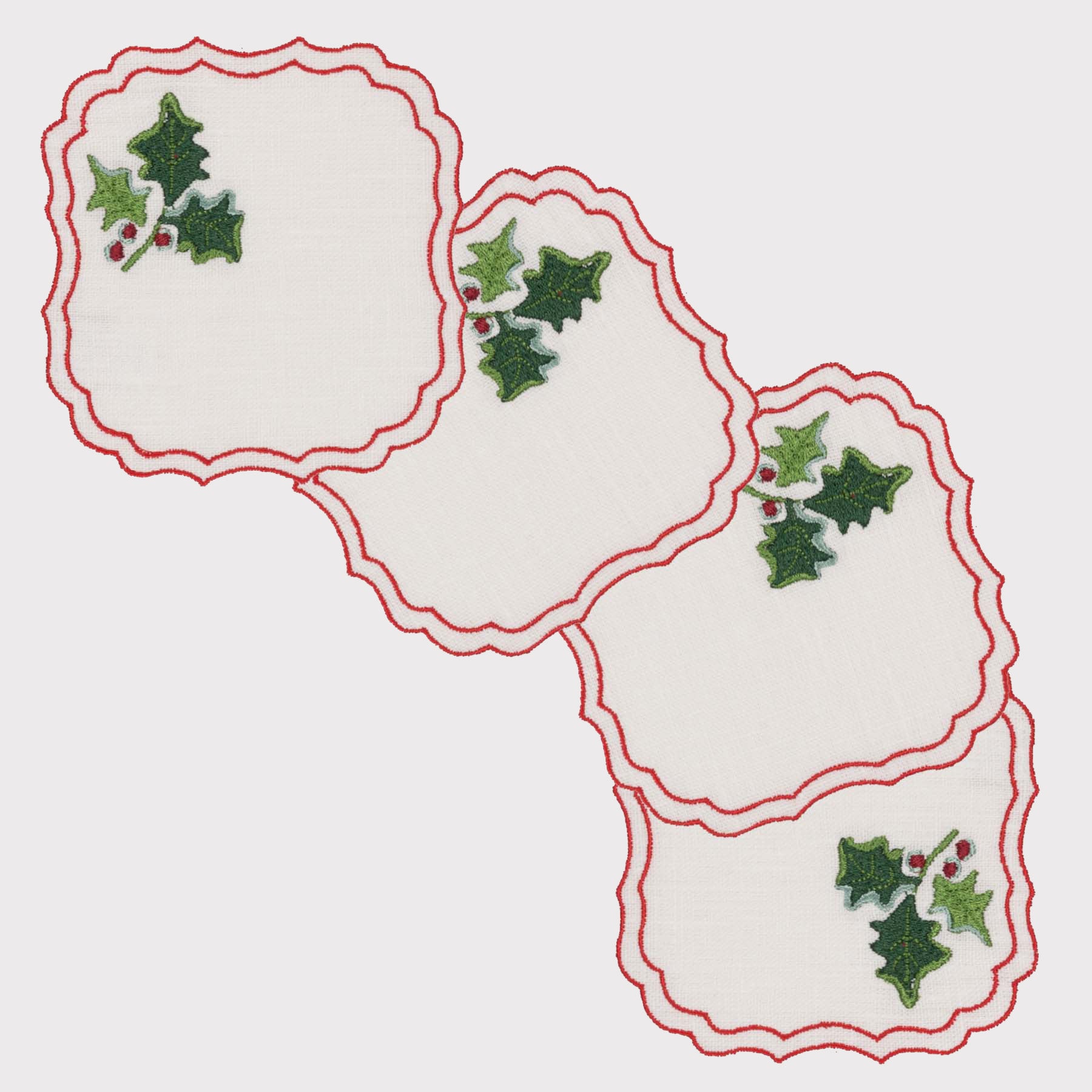 Holly Krinkle Coaster (Set of 4)