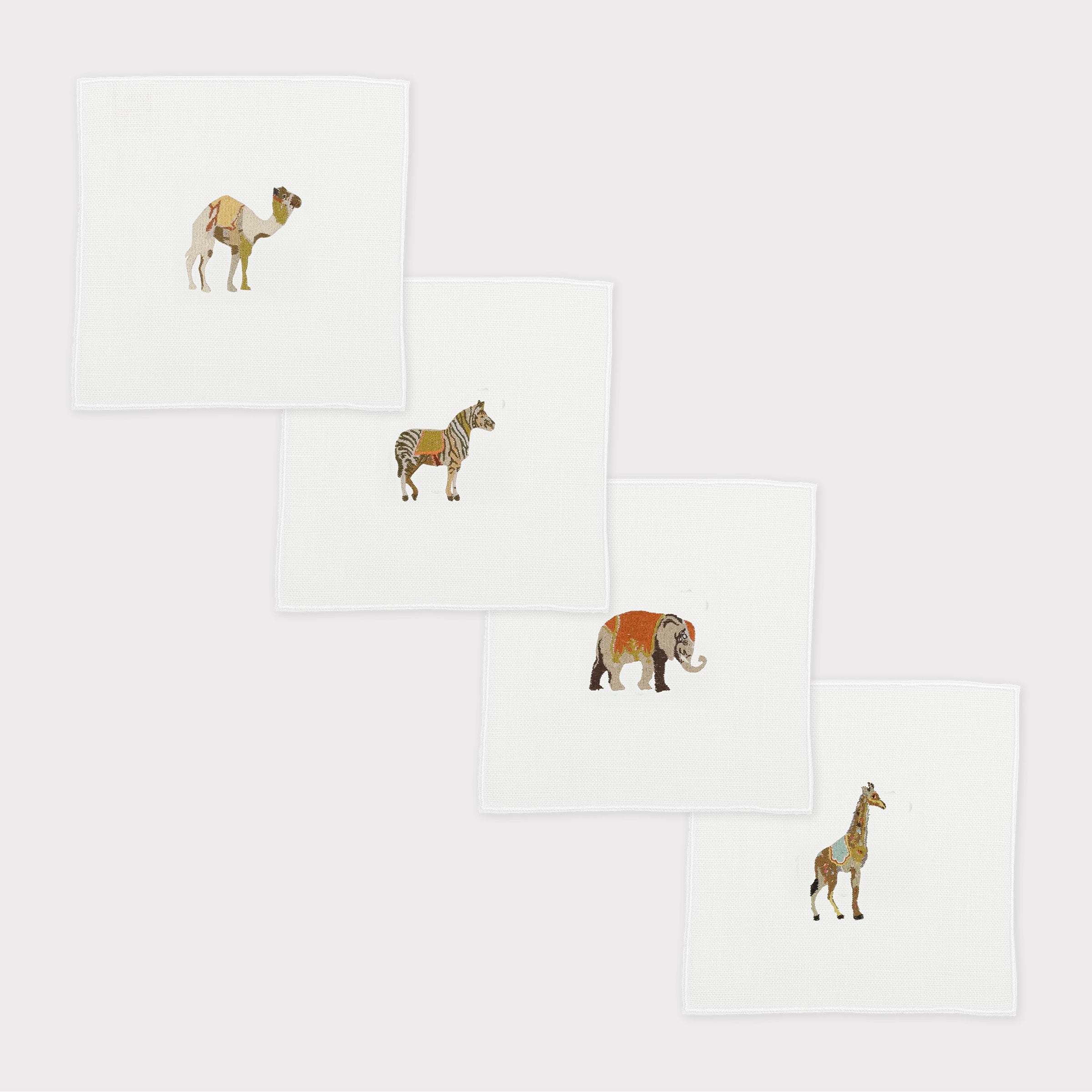 Folk Animals Quadro Cocktail Napkin (Set of 4)