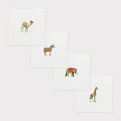 Folk Animals Quadro Cocktail Napkin (Set of 4)