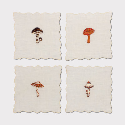 Wild Mushrooms Angelina Cocktail Napkin (Set of 4)