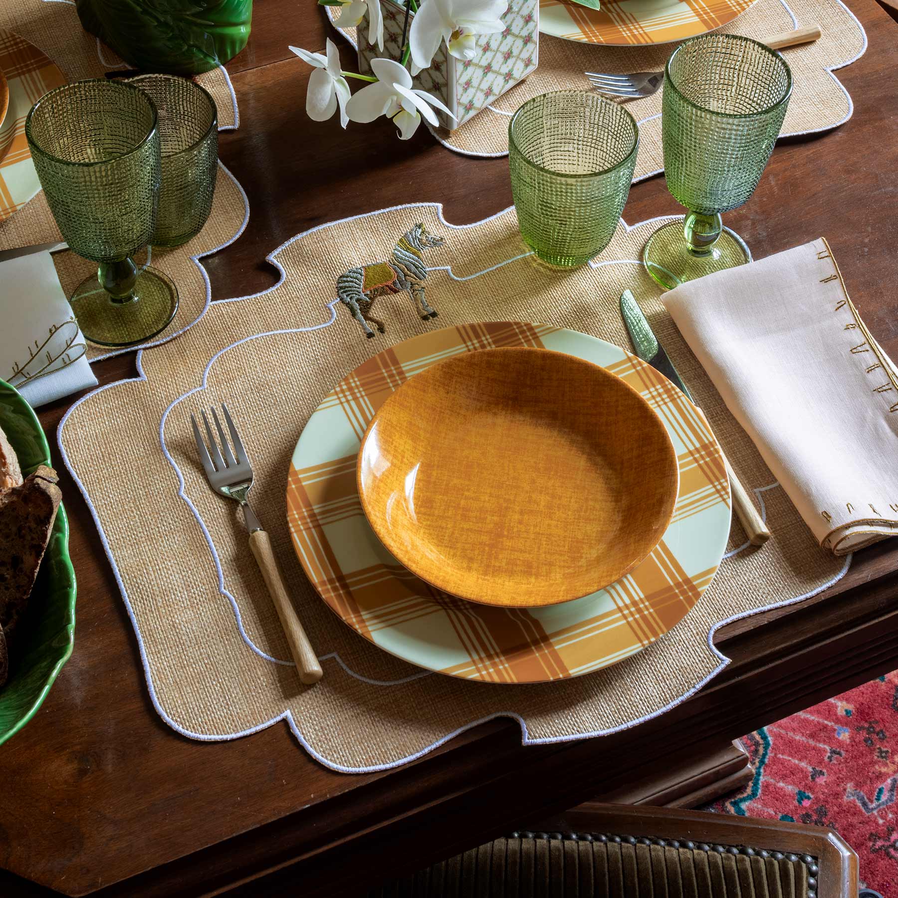 Folk Animals in Raffia Tablescape
