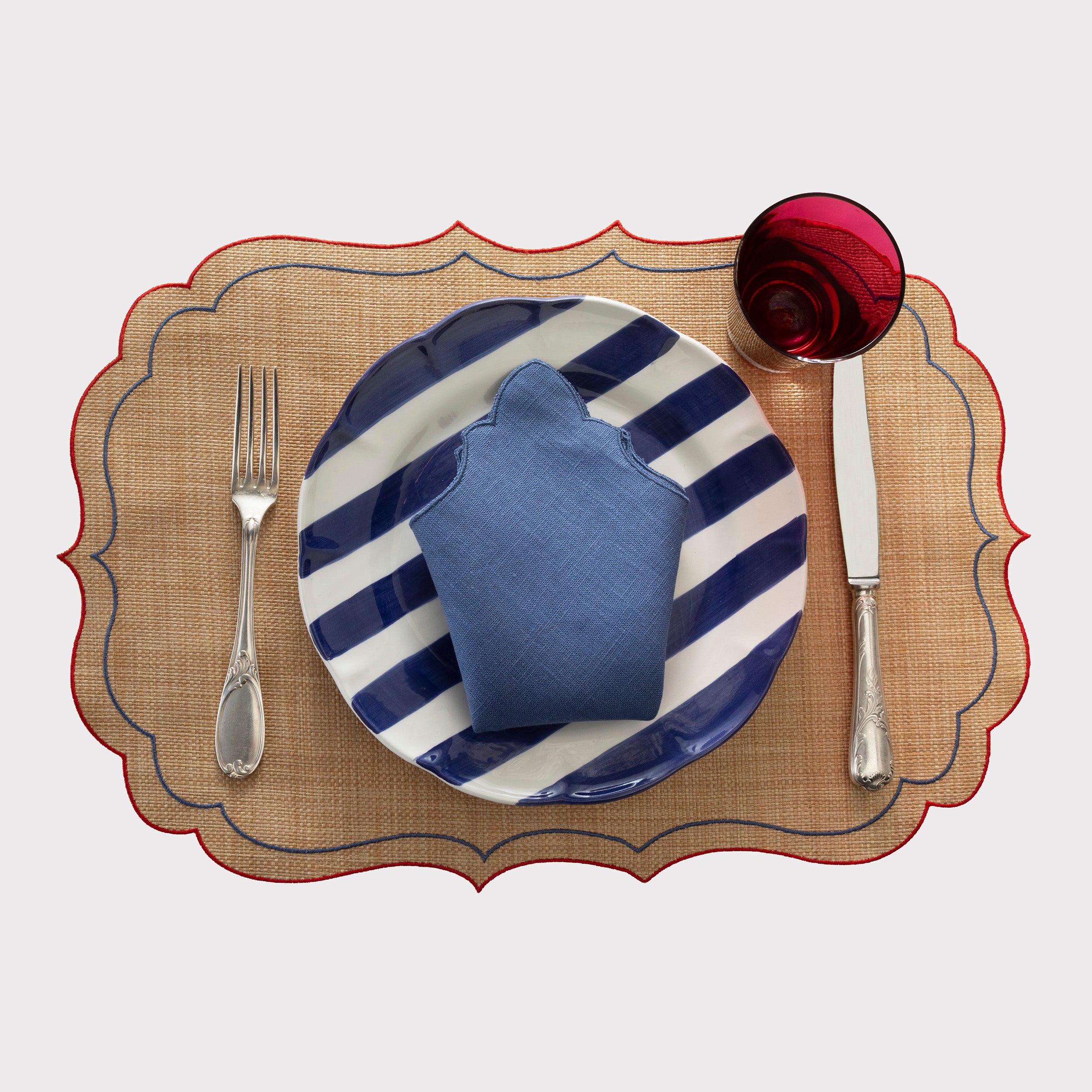 #color_raffia, denim & cardinal