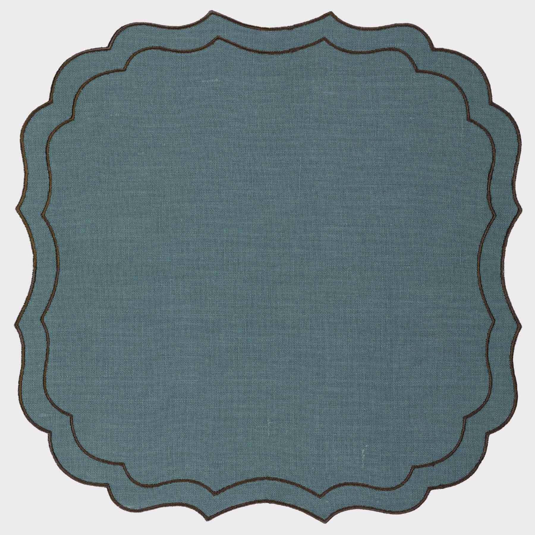 Scalloped Placemat in linen Krinkle - La Gallina Matta