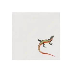tovagliolo in lino con ricamo camaleonte collezione animali esotici