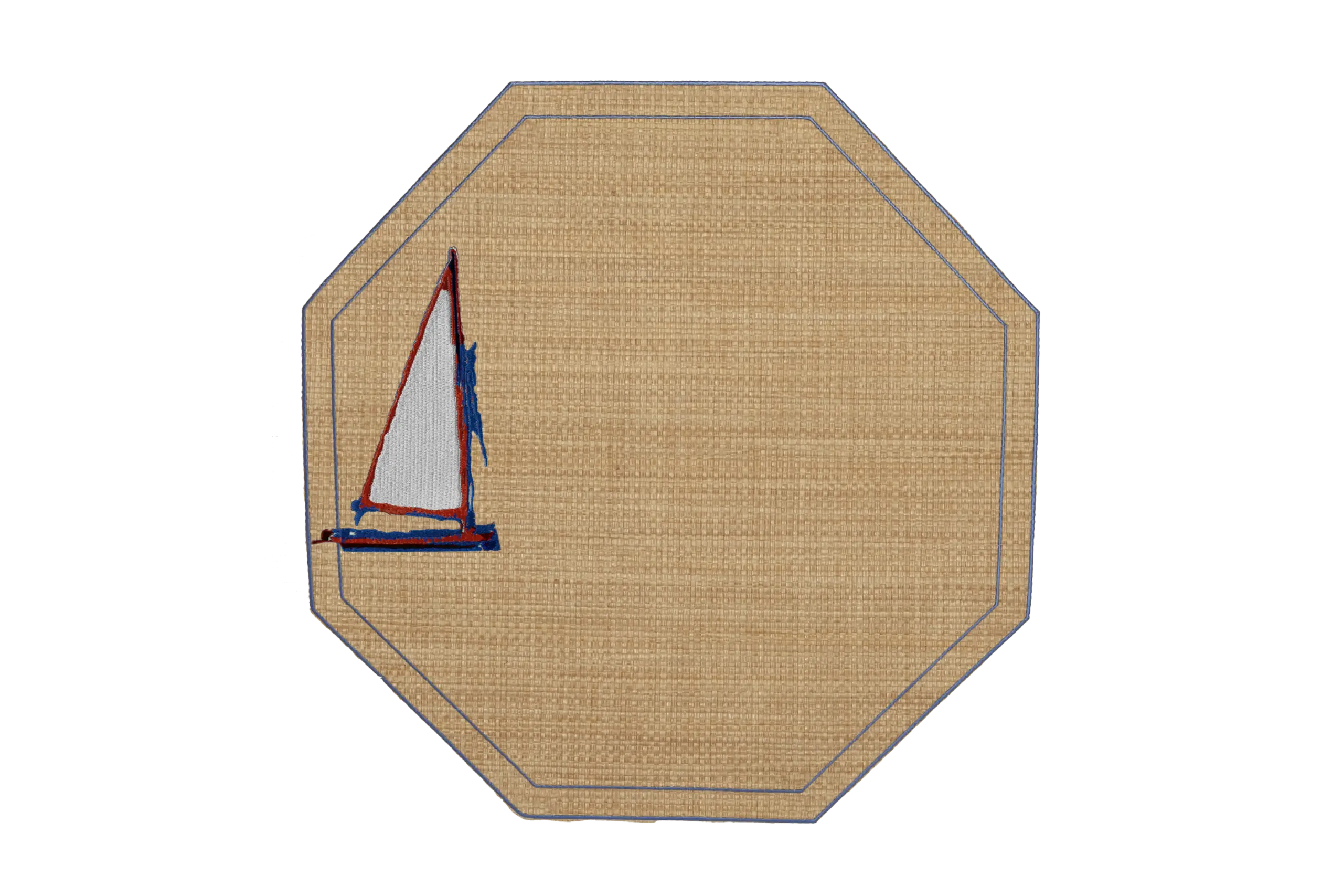 Tovaglietta Octagon in rafia con Ricamo Vela