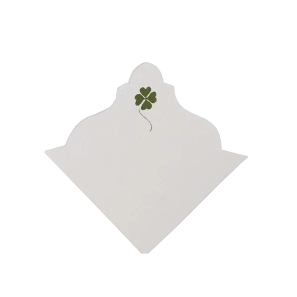 tovagliolo in lino con ricamo quadrifoglio verde brillante