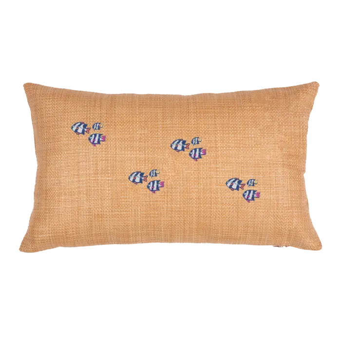 coussin en raphia lagallinamatta poisson fuyant