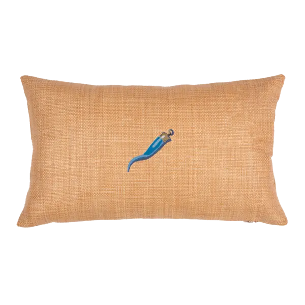cuscino in rafia con corno